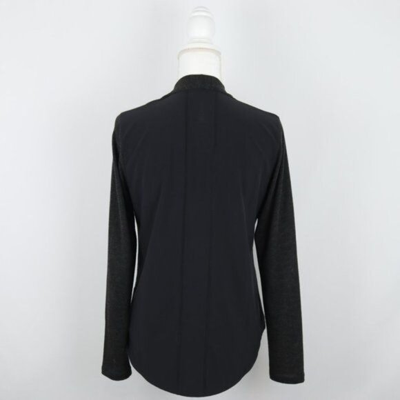 Lucy Activewear Women's Medium Black Wool Blend Faux Wrap Long Sleeve Blouse - Picture 3 of 6